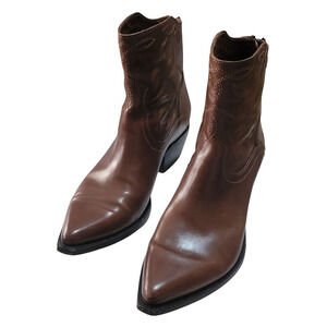 Frye SHANE EMBROIDERED SHORT Whiskey Leather Women Ankle Boots Size 8.5B